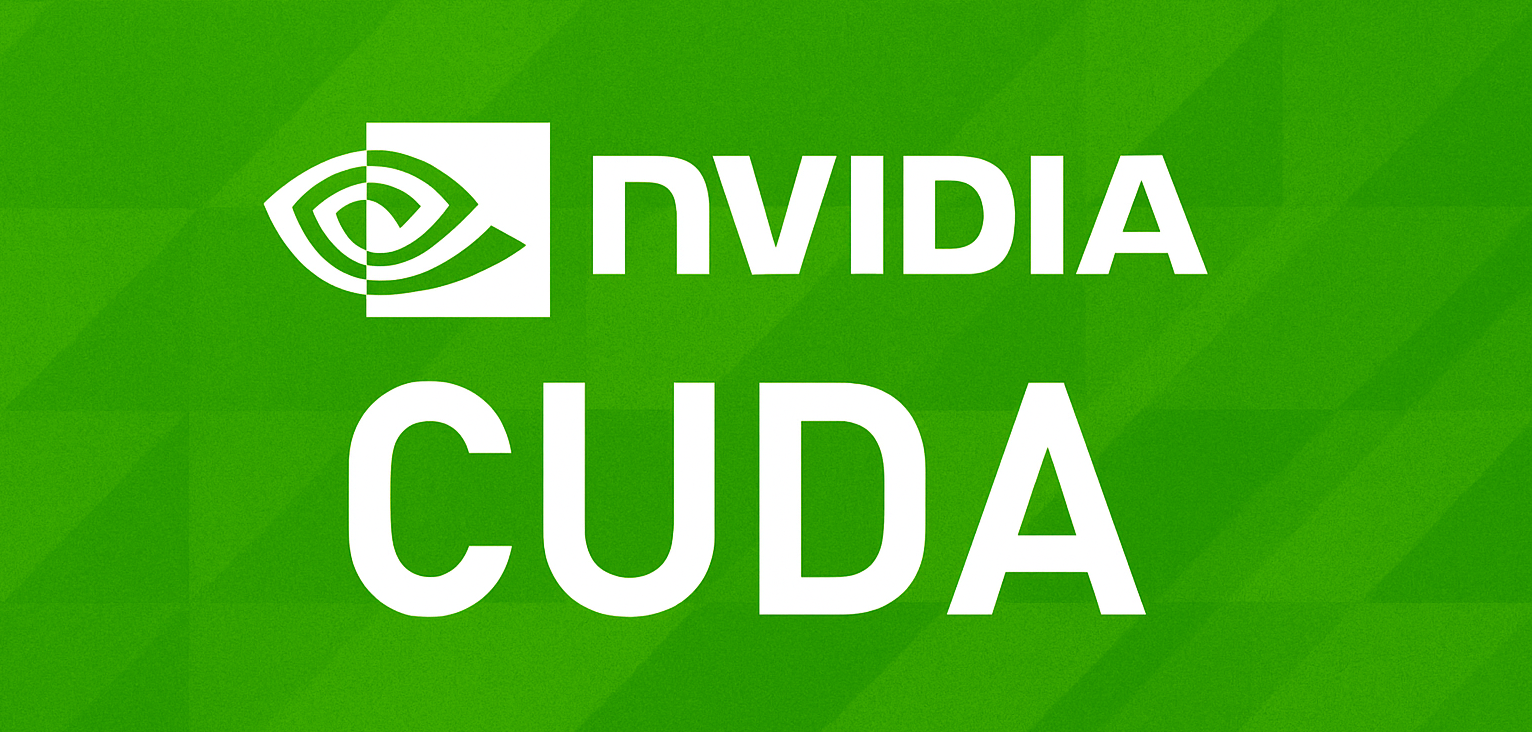 Banner for NVIDIA CUDA optimize for shorter height for banner in article but make sure it has logo and also says CUDA Green background should have some patterntexturedepth-1
