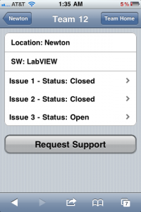 FRC Team Support Mobile Interface