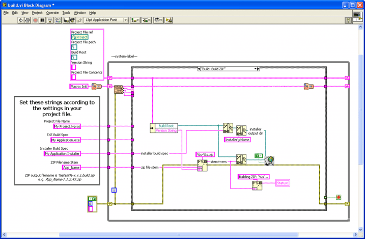 Example One-Click Build VI (Block Diagram)