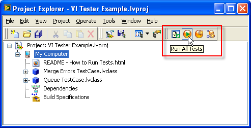 VI Tester's Project Toolbar