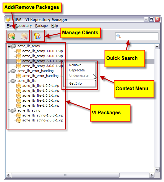 VI Package Repository Manager window