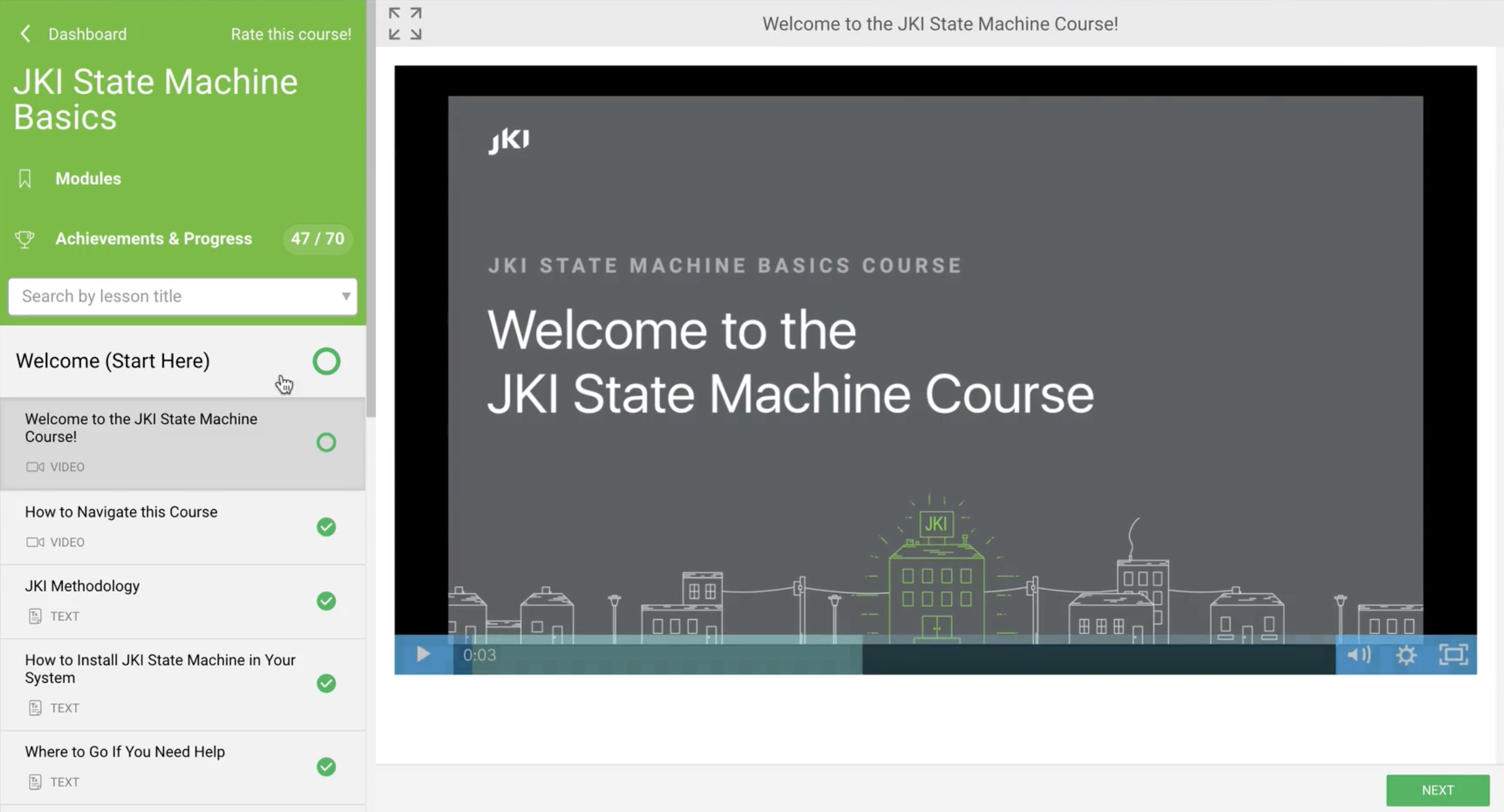 JKI SM Course Screen