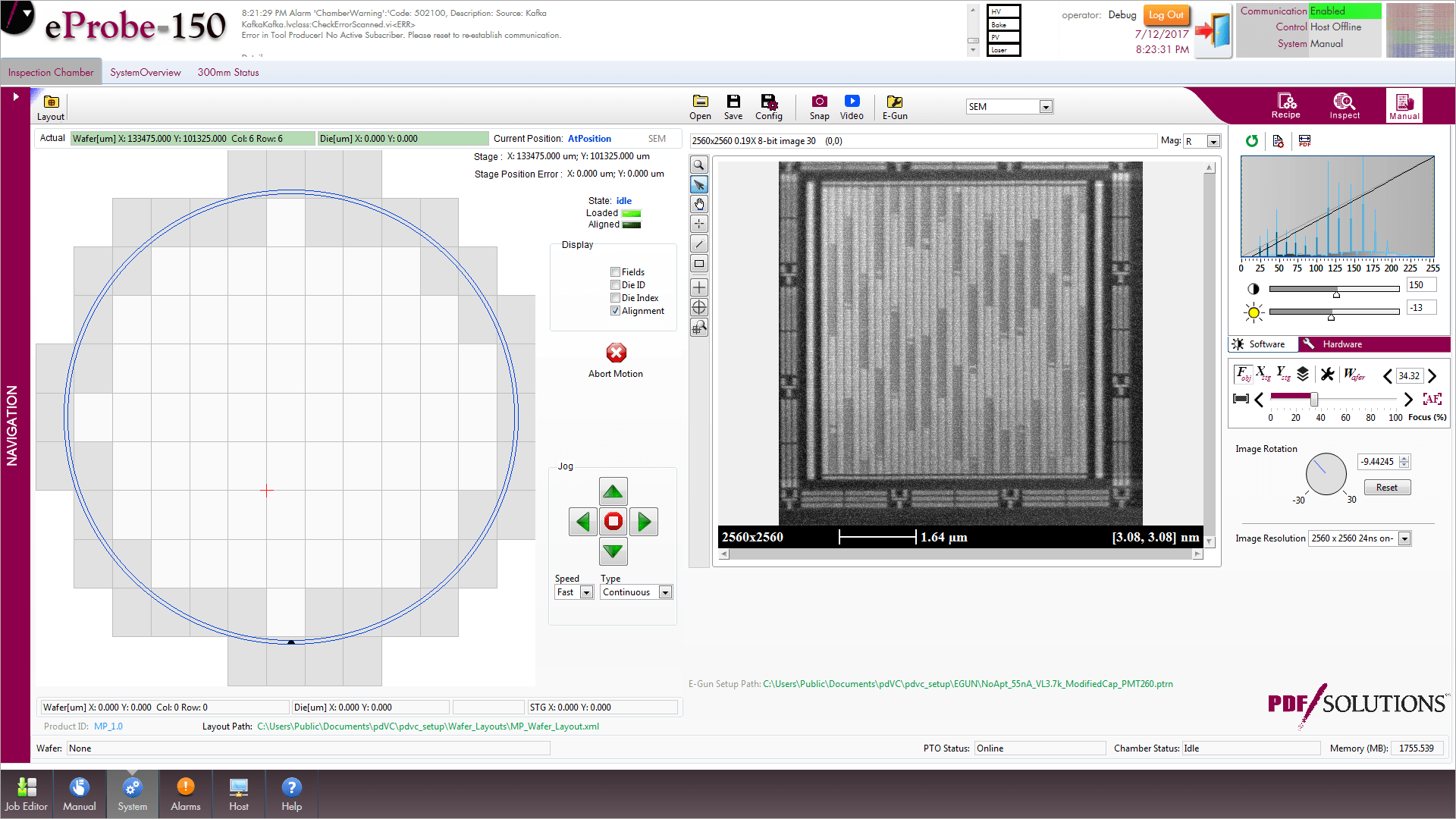 eProbe-150 user interface